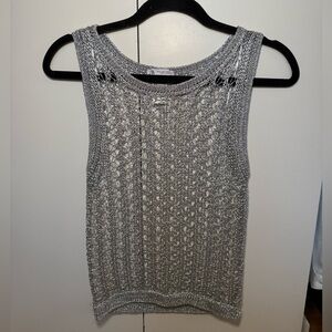Zara Silver Knit Sleeveless Top